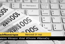 5 actus digitales : 1 #salaires 2 #Amazon 3 #Intel 4 #Chrome 5 #WannaCry