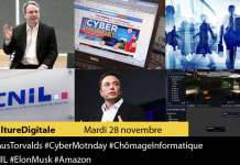 Culture Digitale : 1 #LinusTorvalds 2 #CyberMonday 3 #chomageInformatique 4 #CNIL 5 #ElonMusk 6 #Amazon