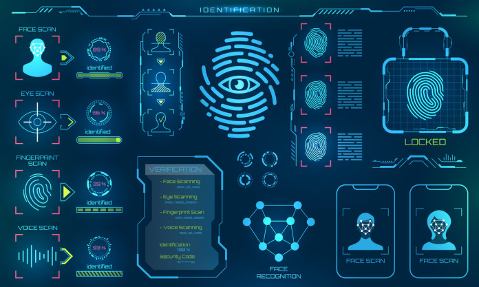 Biometric Identification or Recognition System of Person, Line Icons of Identity Verification Sign