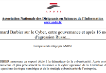Compte Rendu « Bernard Barbier sur le Cyber ; après 16 mois d’agression Russe et sur la gouvernance »